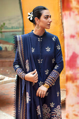 CASHMERE BLUE-3PC- EMBROIDERED KHADDAR SUIT