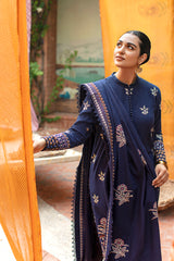 CASHMERE BLUE-3PC- EMBROIDERED KHADDAR SUIT