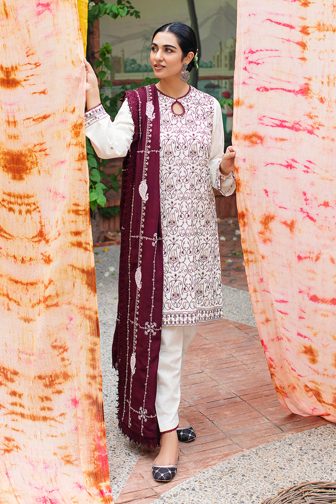 CHECKERED SPECK-3PC- EMBROIDERED KHADDAR SUIT