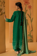EMERALD  SPRUCE-3PC EMBROIDERED KHADDAR SUIT