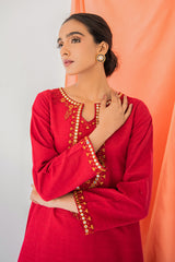 VIVID RED EMBROIDERED SHIRT