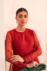 RIO RED EMBROIDERED ORGANZA SHIRT